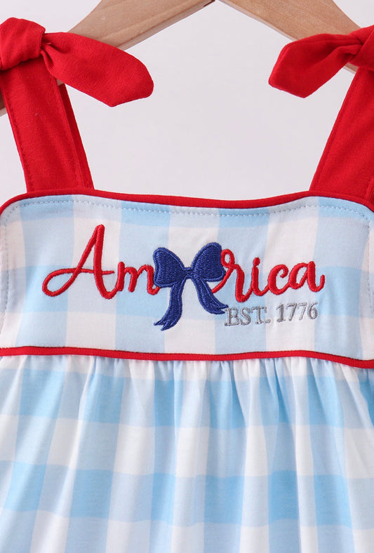 America Gingham Ruffle Dress