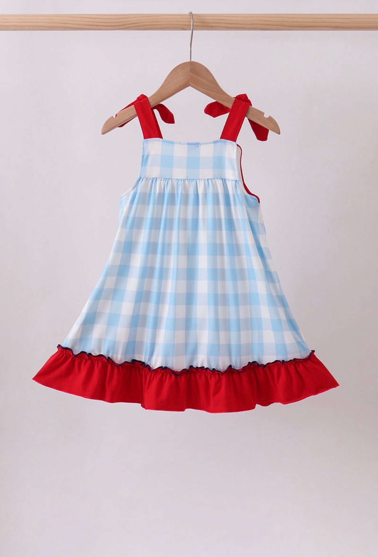 America Gingham Ruffle Dress