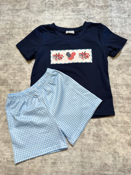 Mouse Gingham Short Set