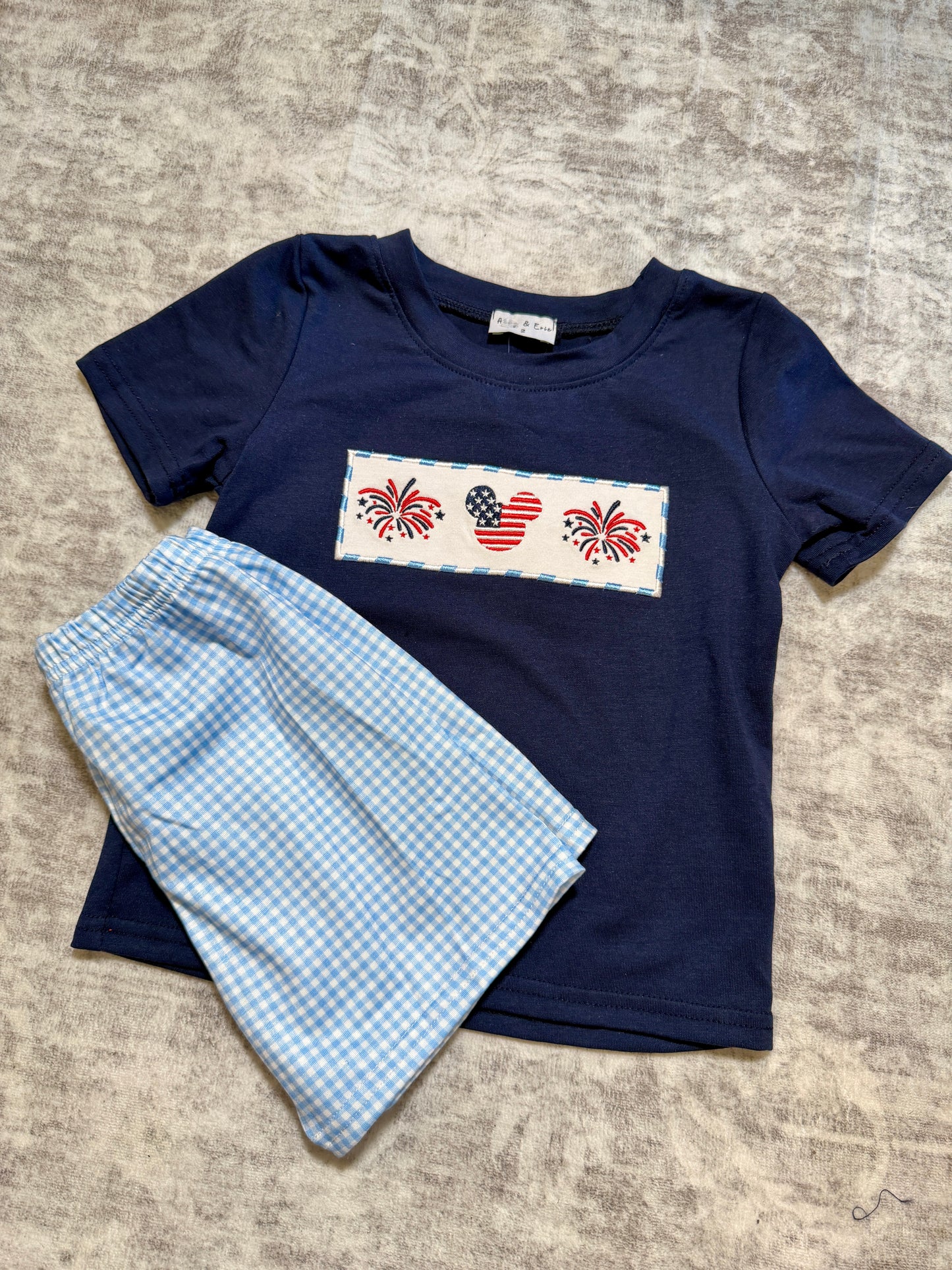 Mouse Gingham Short Set