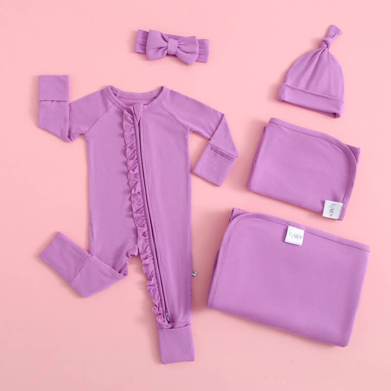 Luxie Lavender Ruffled Romper I Micro-Preemie I Convertible