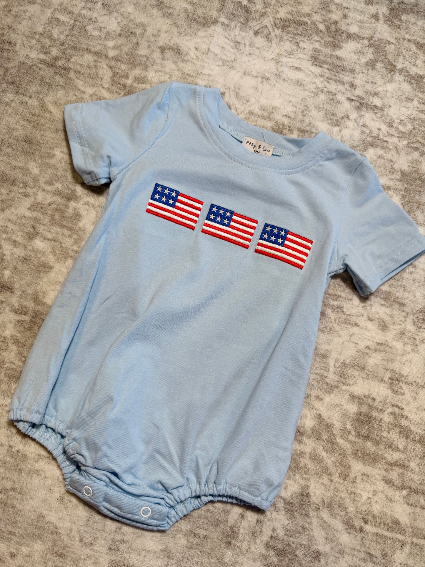 Blue Flag Smocked Bubble