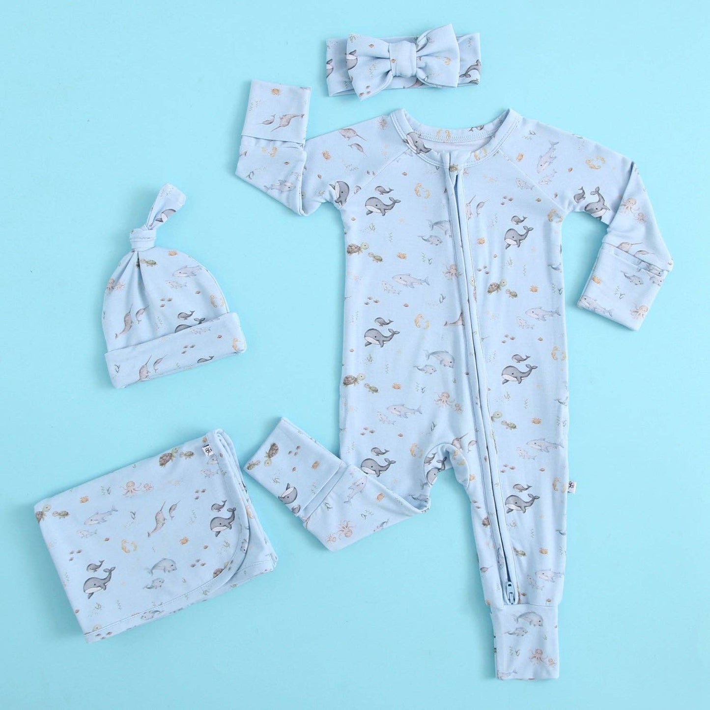 Sea of Love Zippered Baby Romper