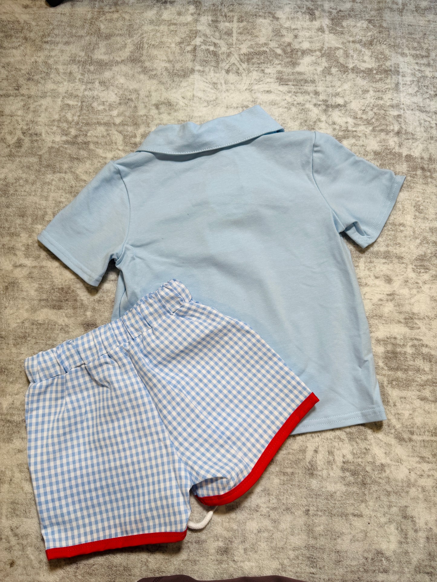 American Flag Smocked Shorts Set