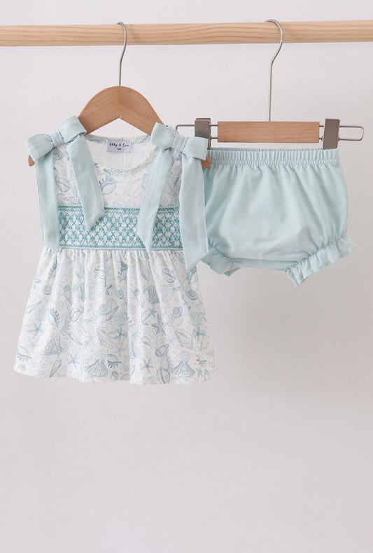 Sea Shell Smocked Bloomer Set