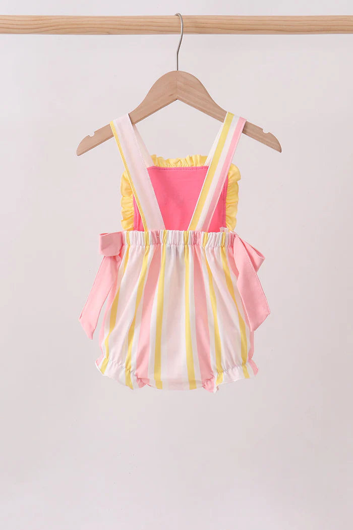 You're my sunshine Stripe Embroidered Bow Bubble