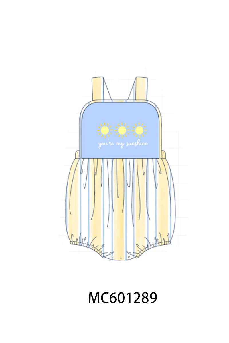 You're my sunshine embroidery stripe boy bubble