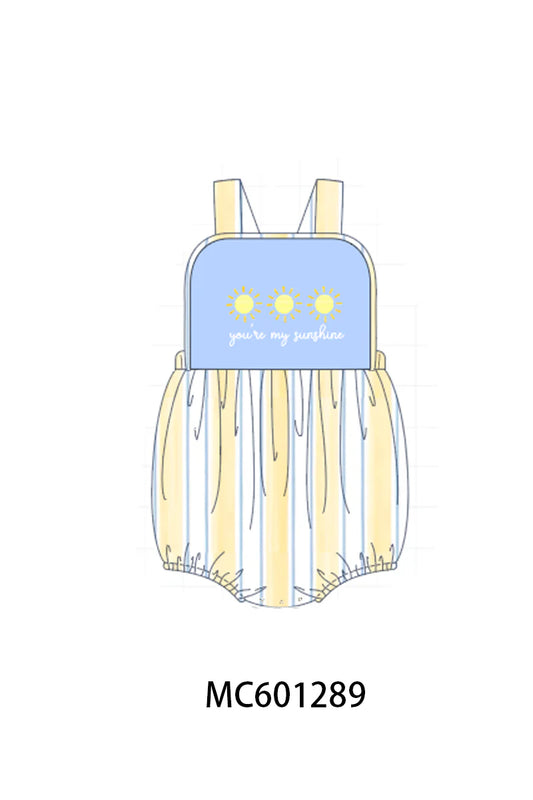 You're my sunshine embroidery stripe boy bubble
